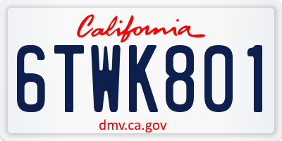 CA license plate 6TWK801