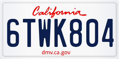CA license plate 6TWK804