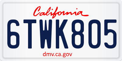 CA license plate 6TWK805