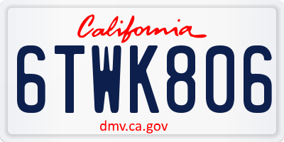 CA license plate 6TWK806