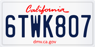 CA license plate 6TWK807