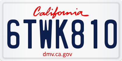 CA license plate 6TWK810