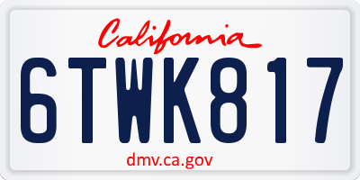 CA license plate 6TWK817