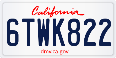 CA license plate 6TWK822