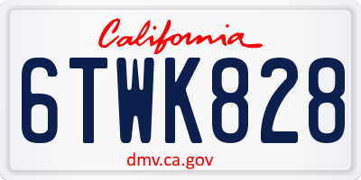CA license plate 6TWK828