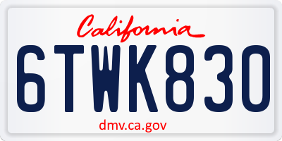 CA license plate 6TWK830