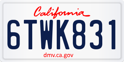 CA license plate 6TWK831