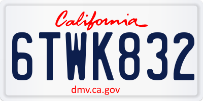 CA license plate 6TWK832