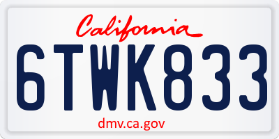 CA license plate 6TWK833