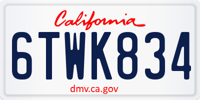 CA license plate 6TWK834