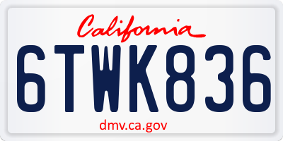 CA license plate 6TWK836