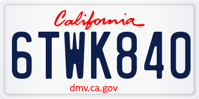 CA license plate 6TWK840