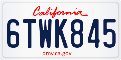 CA license plate 6TWK845