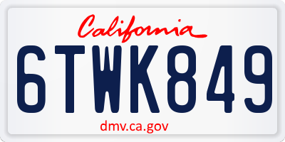 CA license plate 6TWK849