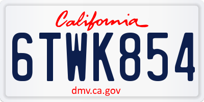 CA license plate 6TWK854