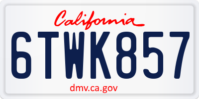 CA license plate 6TWK857