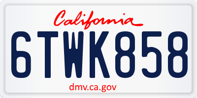 CA license plate 6TWK858
