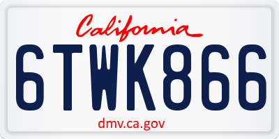 CA license plate 6TWK866