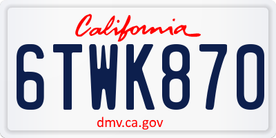 CA license plate 6TWK870