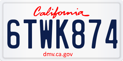 CA license plate 6TWK874