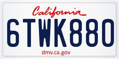 CA license plate 6TWK880