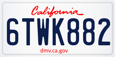 CA license plate 6TWK882