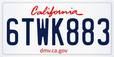 CA license plate 6TWK883