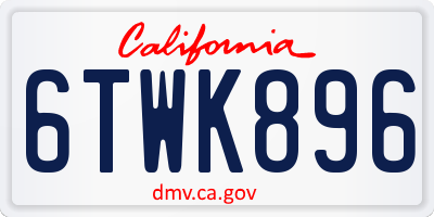 CA license plate 6TWK896