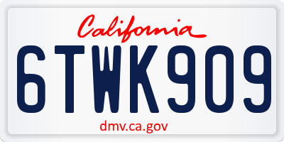 CA license plate 6TWK909
