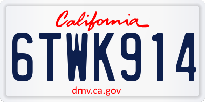 CA license plate 6TWK914