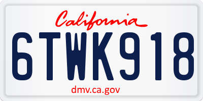 CA license plate 6TWK918