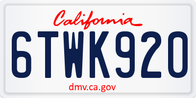 CA license plate 6TWK920