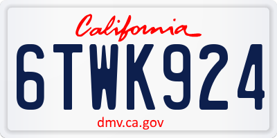 CA license plate 6TWK924