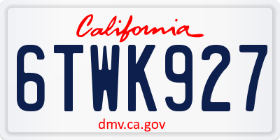 CA license plate 6TWK927