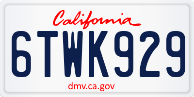 CA license plate 6TWK929