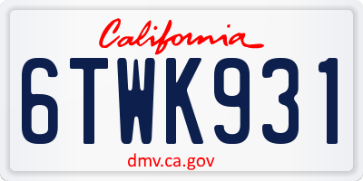 CA license plate 6TWK931