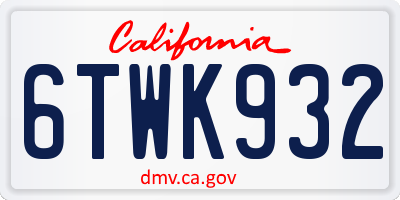 CA license plate 6TWK932