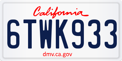 CA license plate 6TWK933