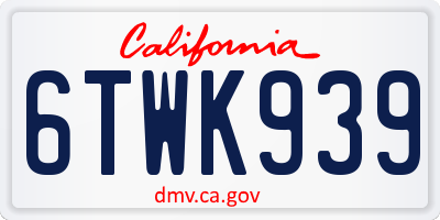 CA license plate 6TWK939