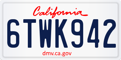 CA license plate 6TWK942