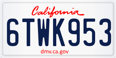 CA license plate 6TWK953