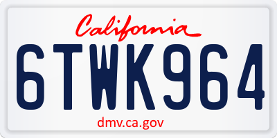 CA license plate 6TWK964