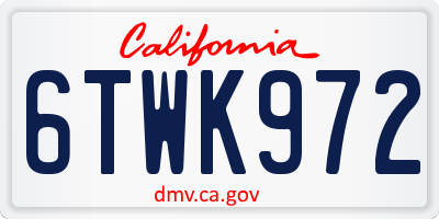 CA license plate 6TWK972