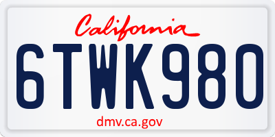 CA license plate 6TWK980