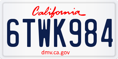 CA license plate 6TWK984