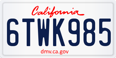 CA license plate 6TWK985