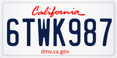 CA license plate 6TWK987