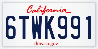 CA license plate 6TWK991