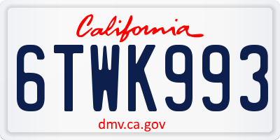 CA license plate 6TWK993