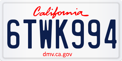 CA license plate 6TWK994